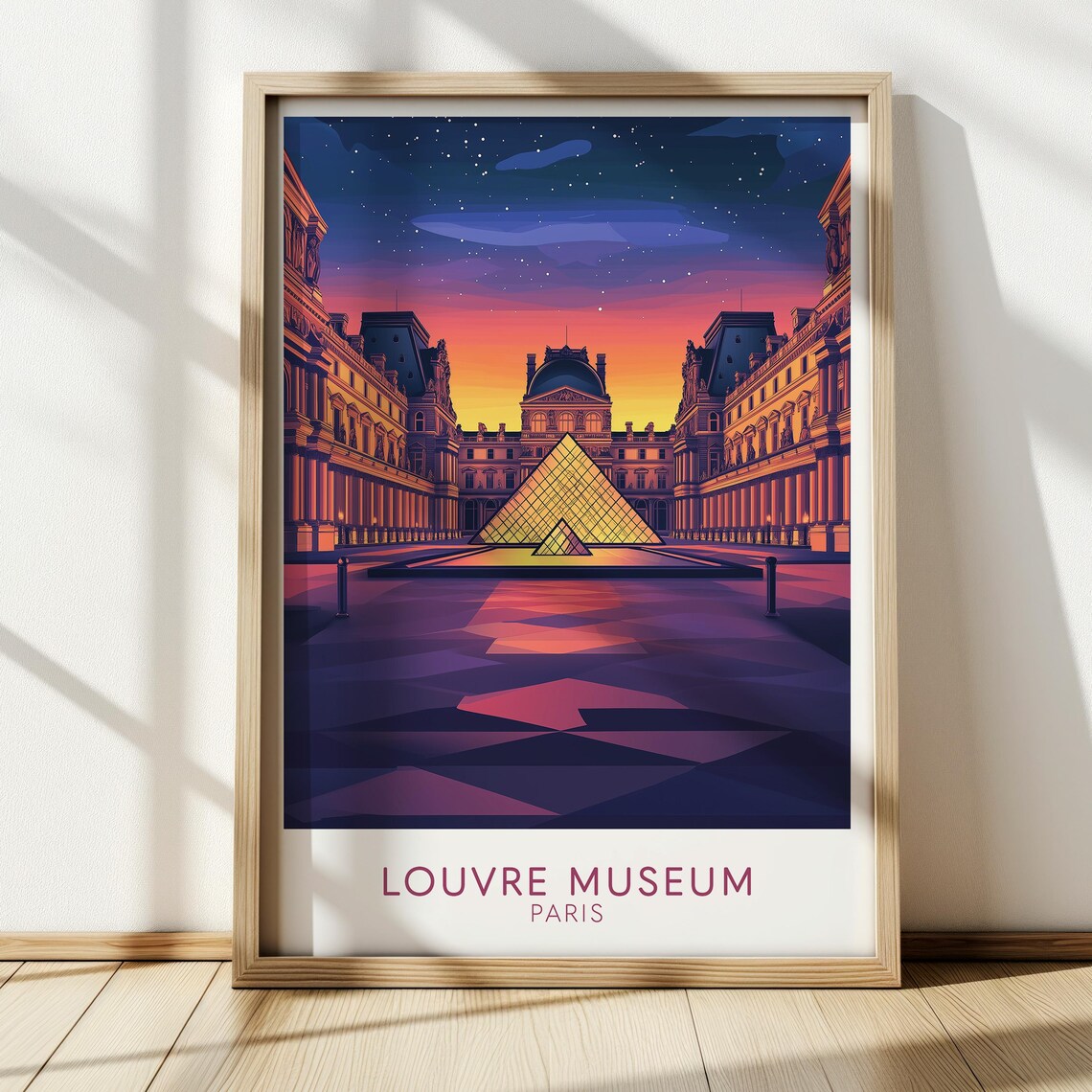 Louvre Museum Vintage Paris Travel Poster