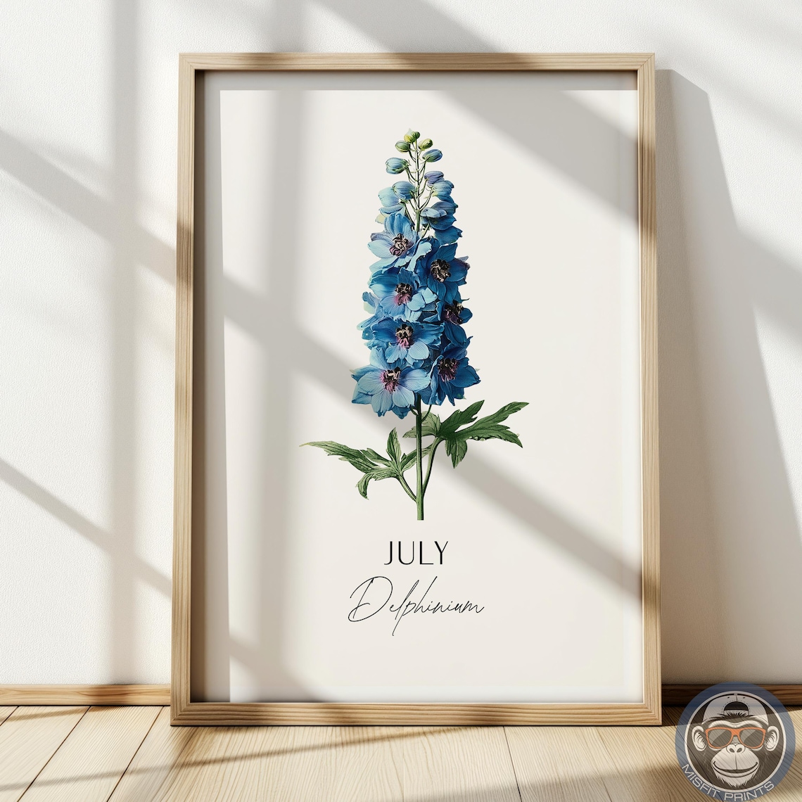 Delphinium July Birth Flower, Vintage Botanical Print