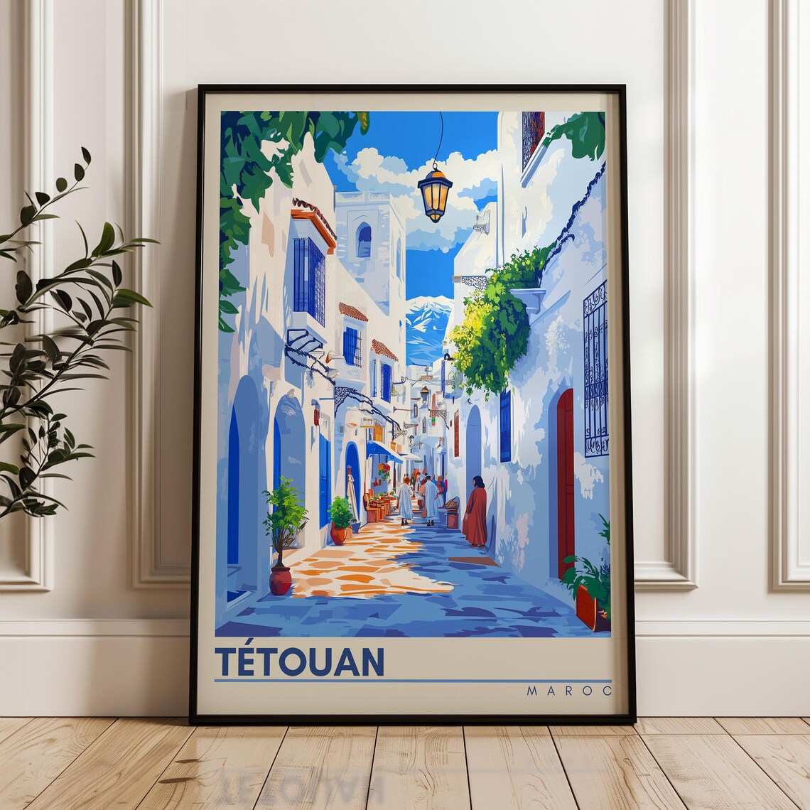 Tetouan Maroc Blue Door Old Town Alleyway Scene Travel Poster