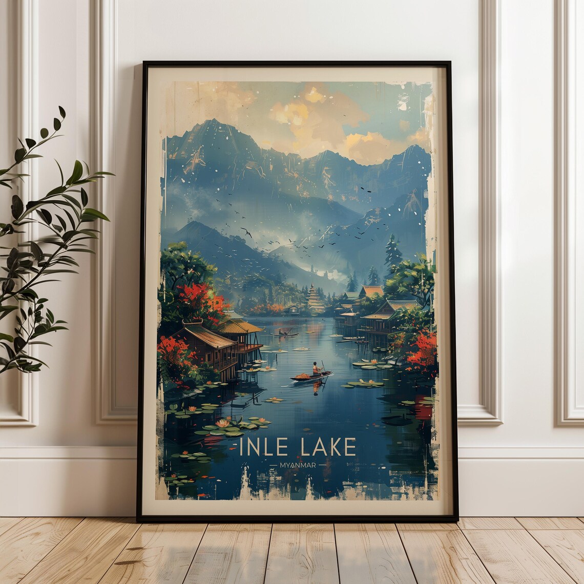 Inle Lake Travel Poster, Myanmar Travel Poster