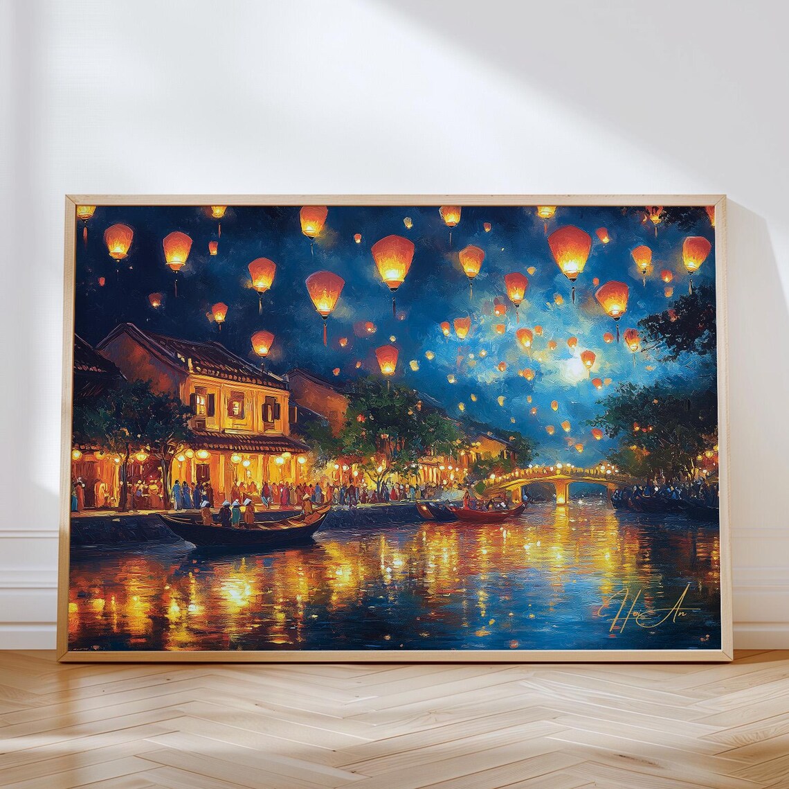 Hoi An Lantern Festival Night Over River Vietnam Travel Poster