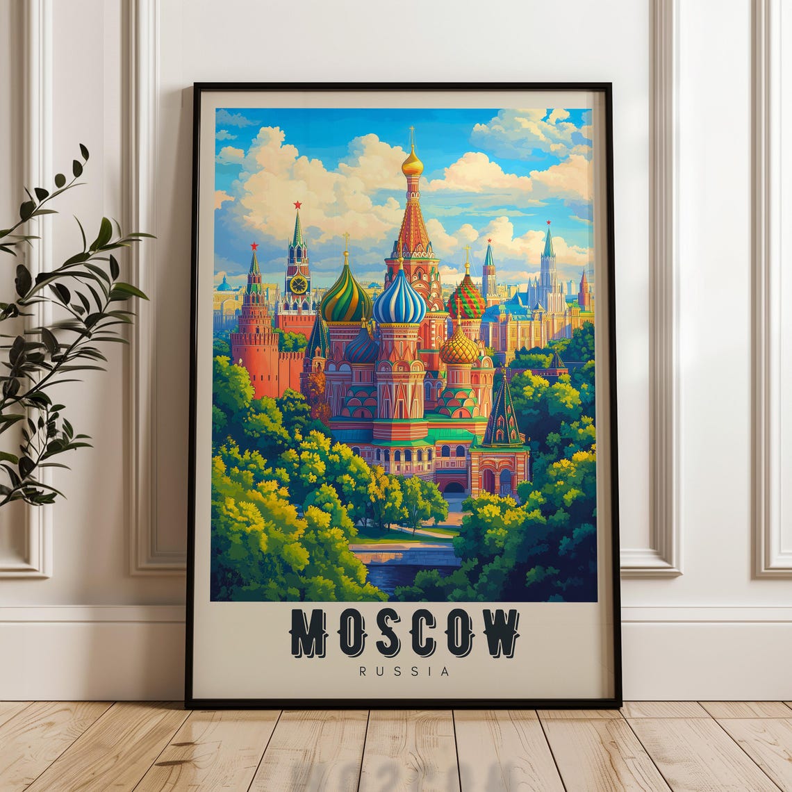 Moscow St Basils Cathedral Onion Domes Russia Landmark Travel Poster