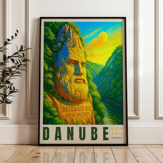 Danube River Travel Poster Romania Illustration Art