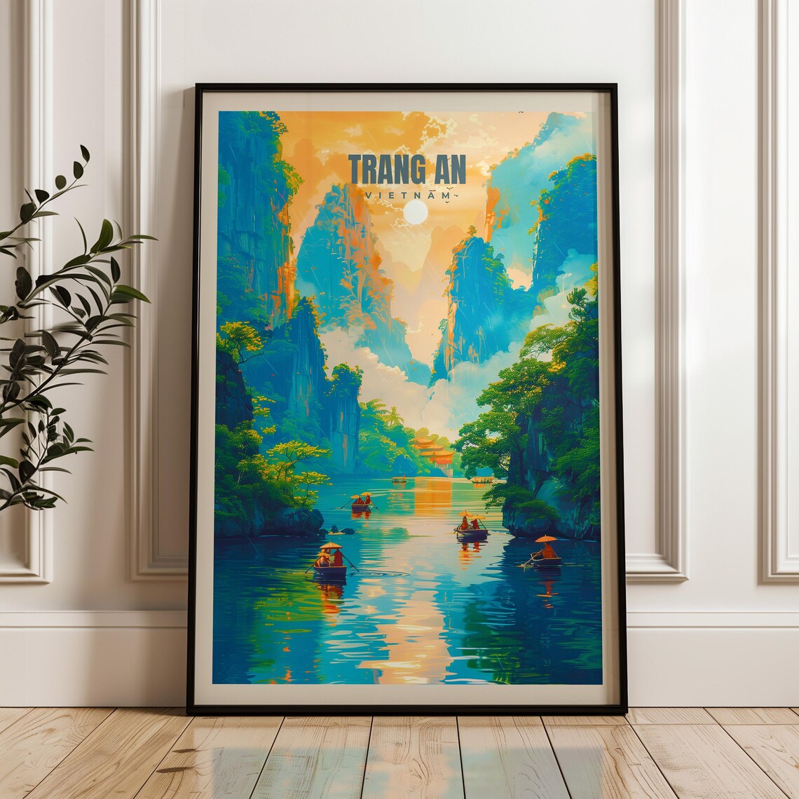 Trang An Vietnam Travel Poster, Ninh Binh Art Print