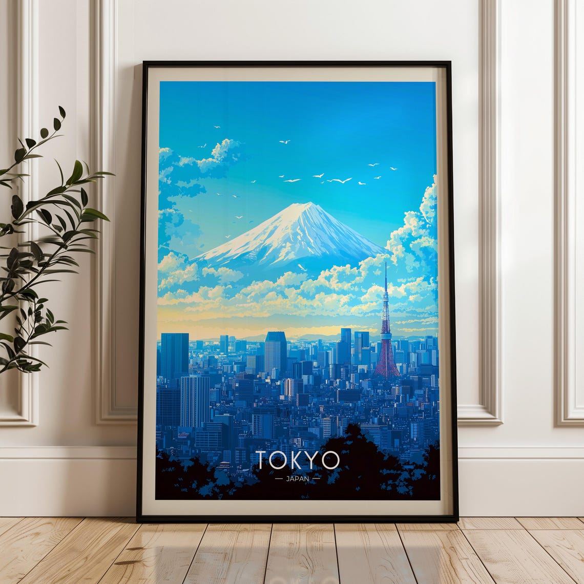 Tokyo Japan Mount Fuji Tokyo Tower City Skyline Daytime Travel Poster