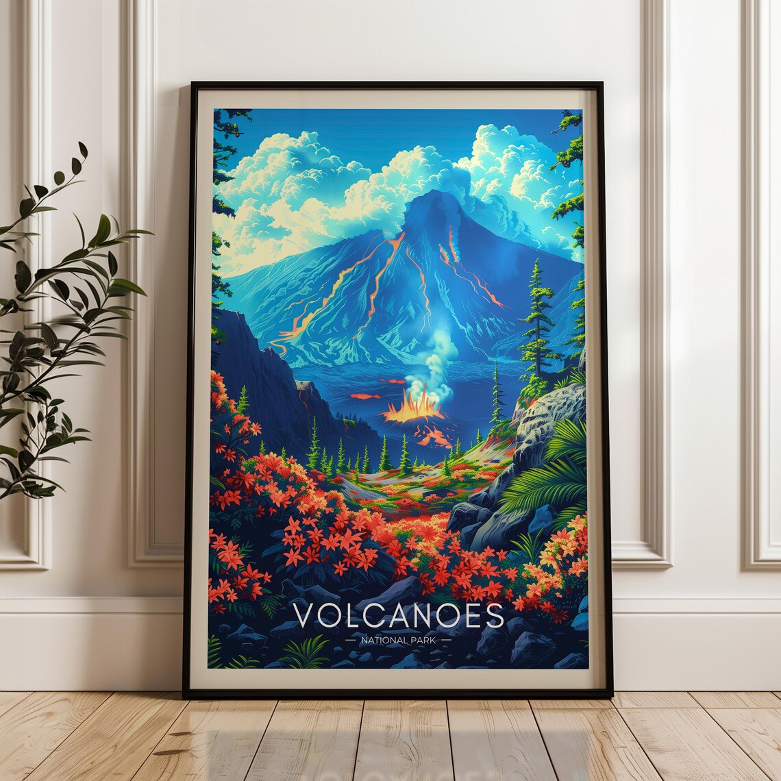 Volcanoes National Park Travel Poster, Hawaii Art Print