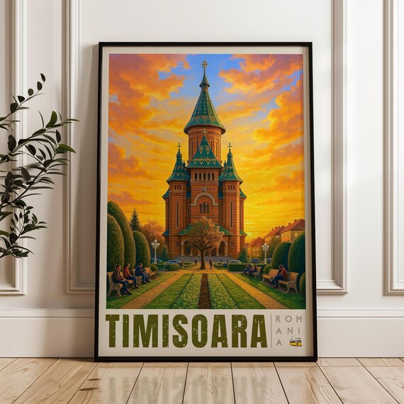 Timisoara Romania Travel Poster Ardeal Illustration Art Print