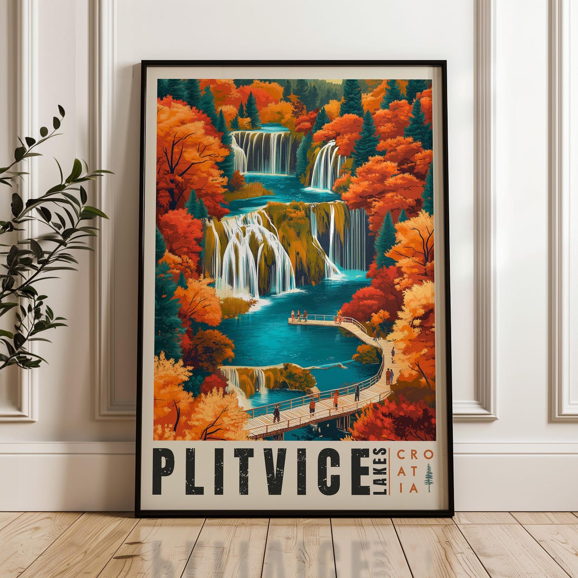 Plitvice Lakes Croatia Autumn Waterfall National Park Poster
