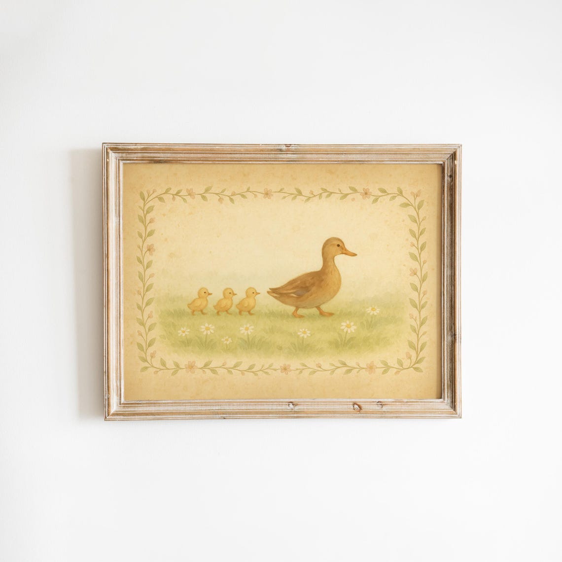 Vintage Duck Family Print Whimsical Nursery Wall Art