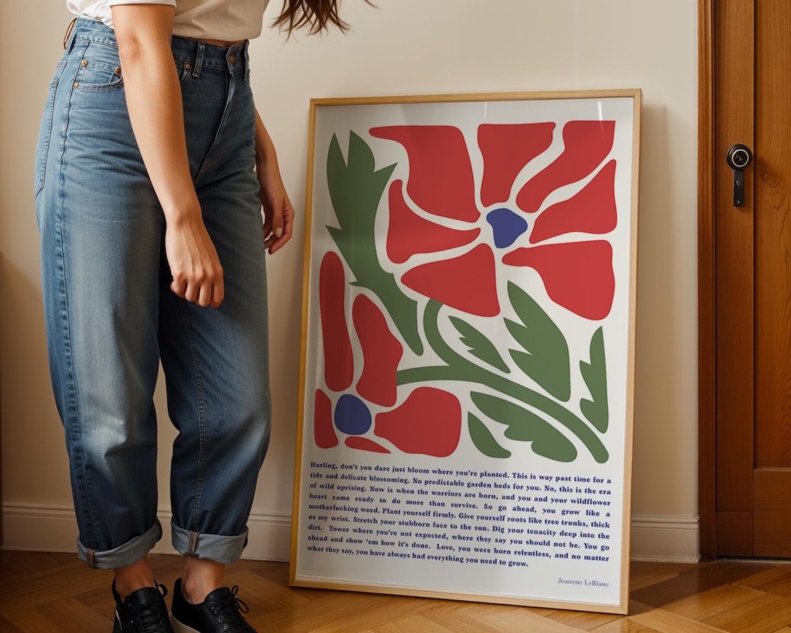 Bold Retro Floral Feminist Empowerment Poster