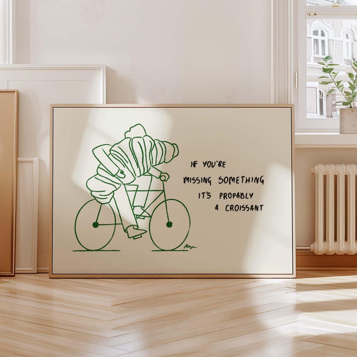 Croissant Art Print Funny Food Poster Kitchen Wall Decor