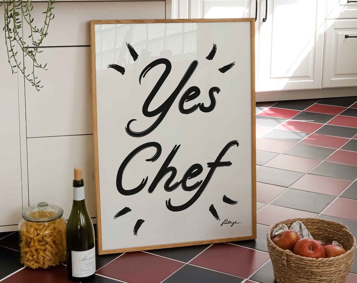 Yes Chef Kitchen Vintage Food Poster Print