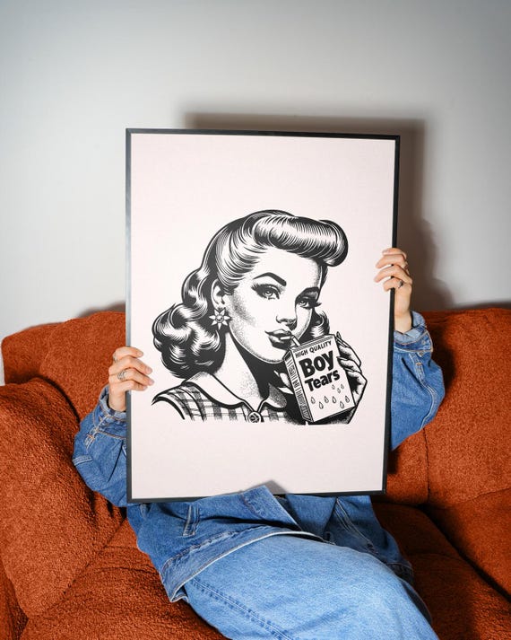 Boy Tears Funny Retro Pop Art