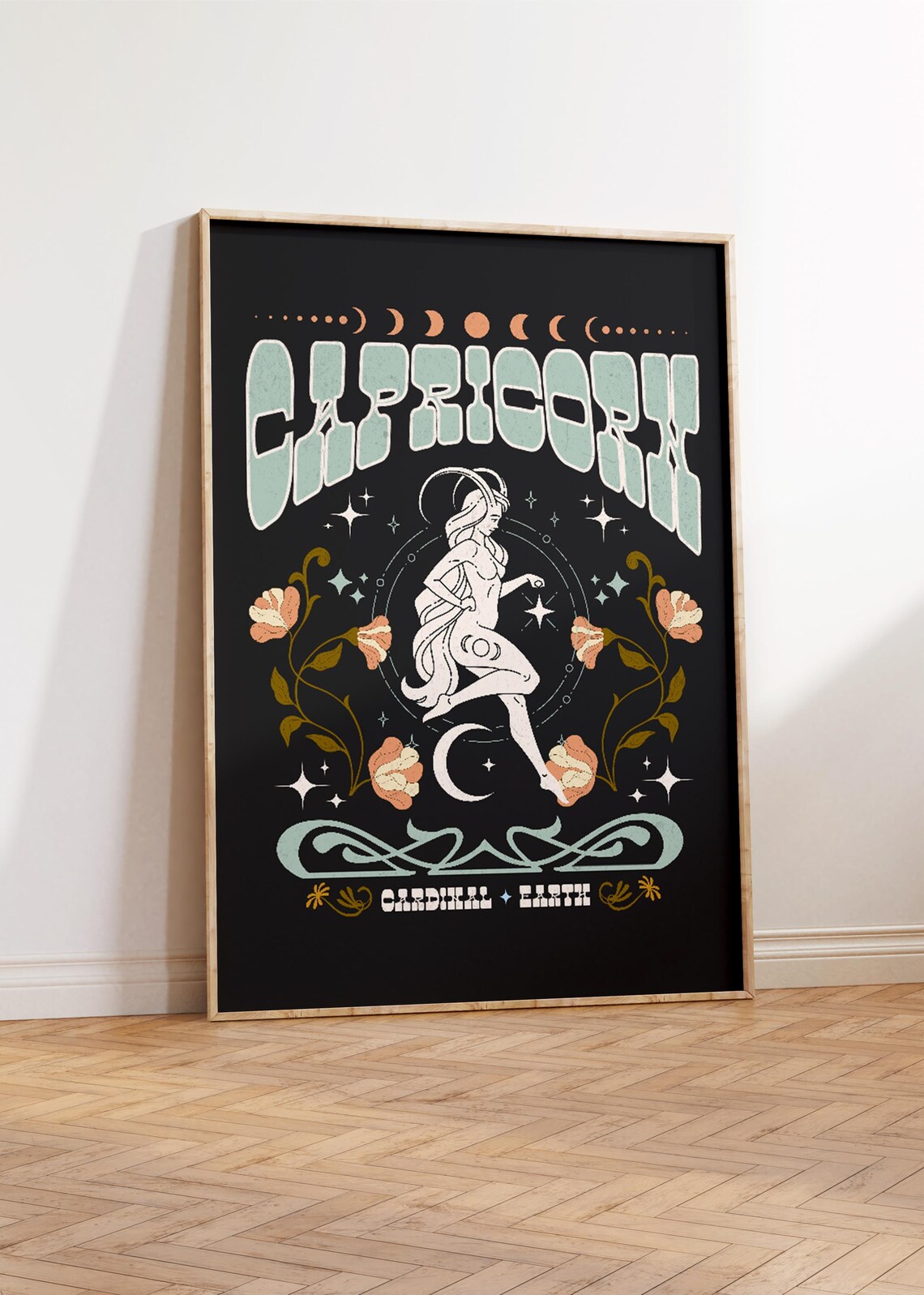 Capricorn Zodiac, Retro Art Nouveau Astrology Poster - Image 2
