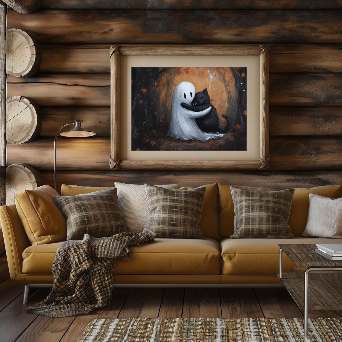 Ghost Hugging A Black Cat Fall Halloween Print Cute Cat And Ghost Wall Art Fall And Halloween Printables - Image 2