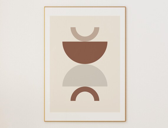 Midcentury Modern Geometric Print Pastel Colors Minimalist Wall Art
