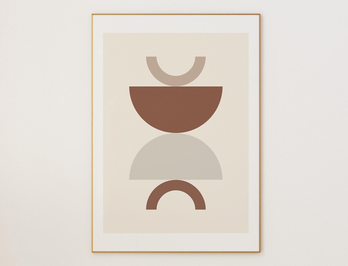Midcentury Modern Geometric Print Pastel Colors Minimalist Wall Art