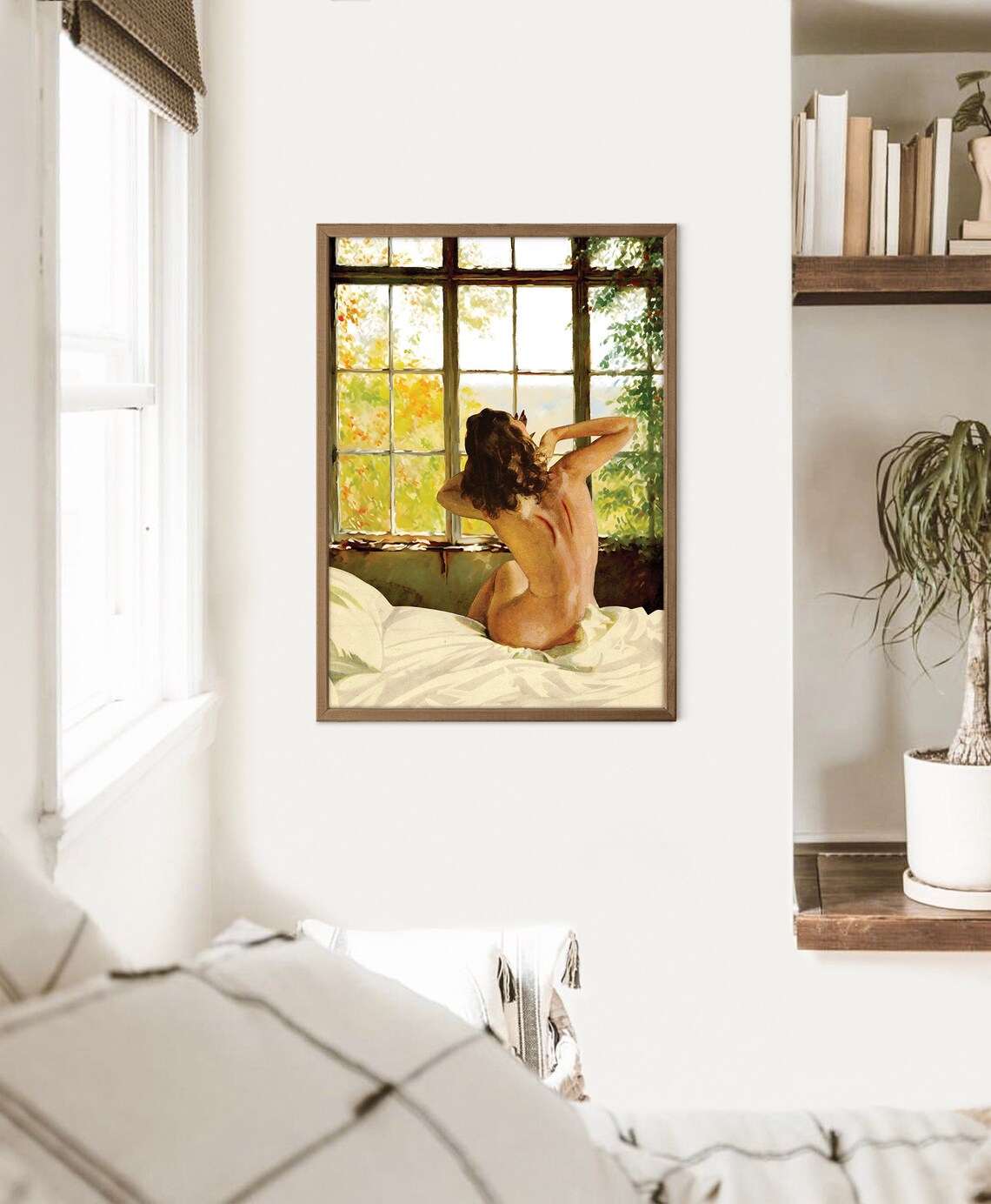 Heavenly Dawn Surreal Angel Wings Retro Poster