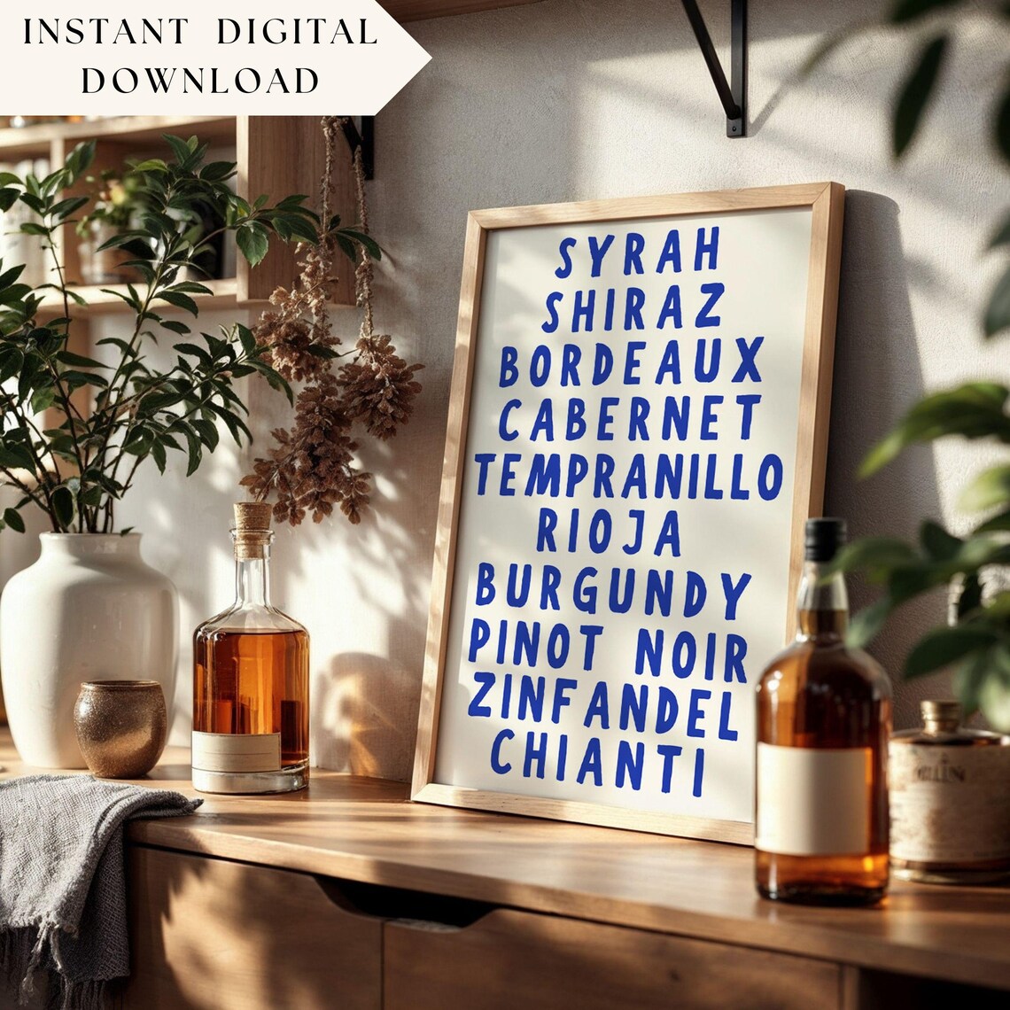 Wine Print, Cocktail Bar Art, Red Wine