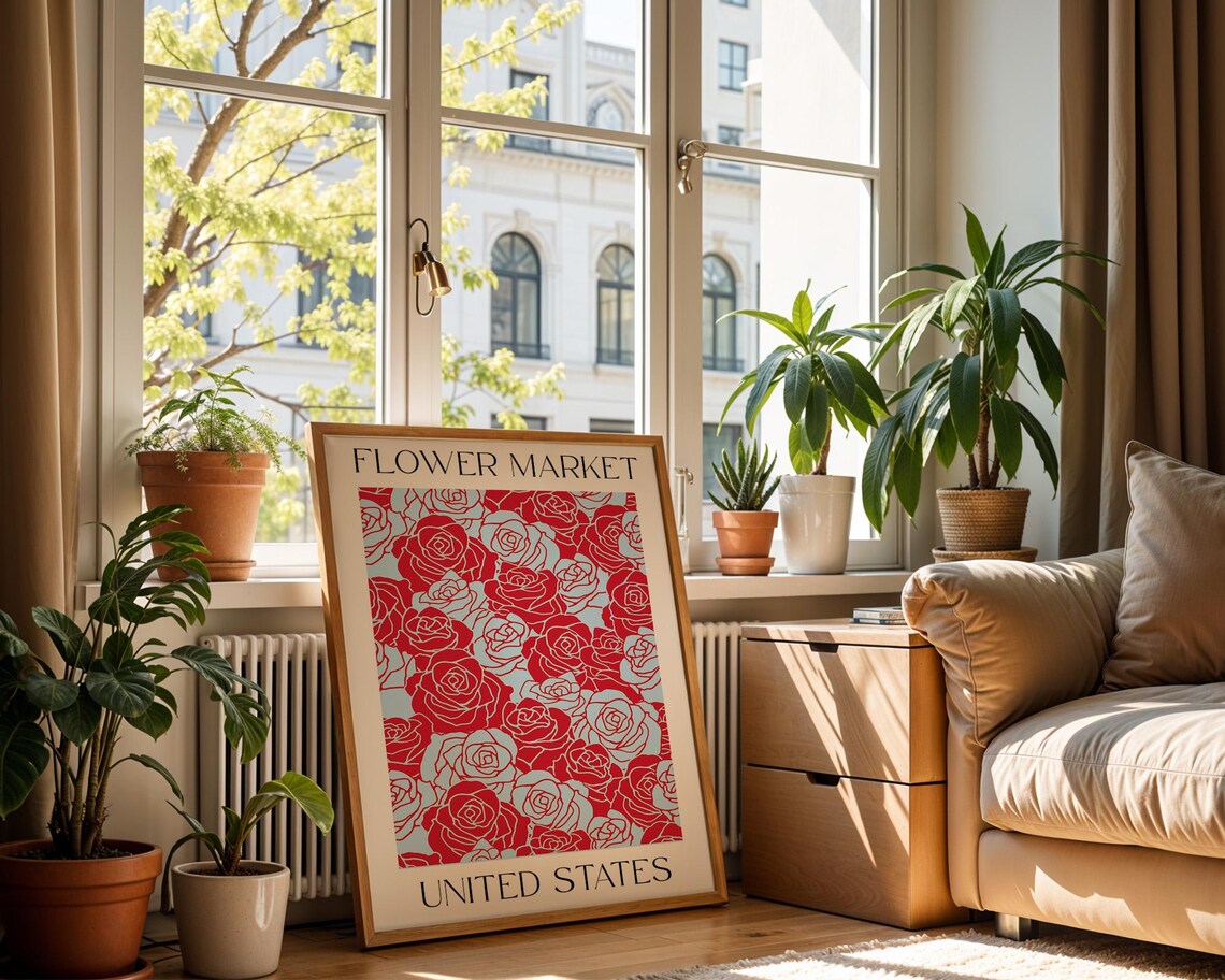 United States Flower Market, Matisse Style Art Print - Image 2