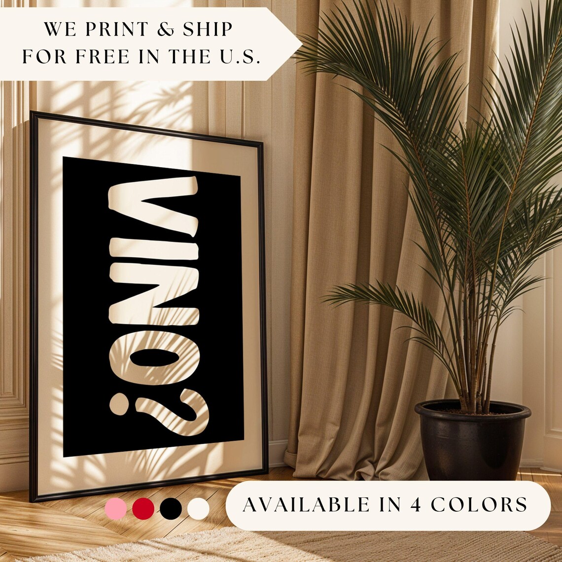Vino Wine Cocktail Poster, Bar Cart Decor