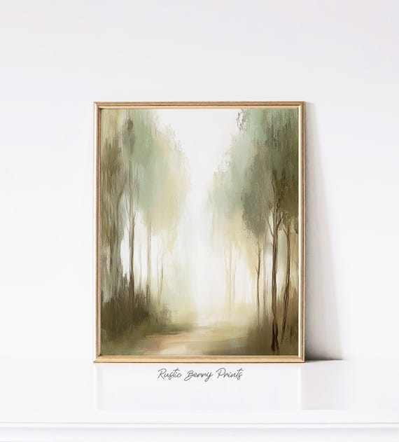 Trees Forest Path Art Print Wall Art Forest Landscape Art Wall Decor Vintage Print Art