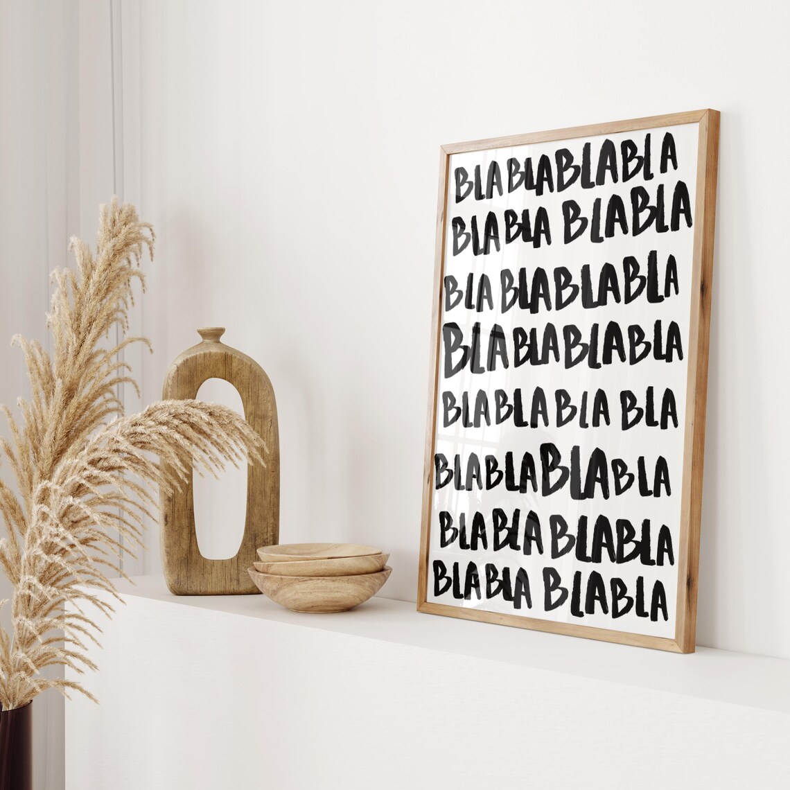 Blablabla Typography Funny Black and White Art Print - Image 3