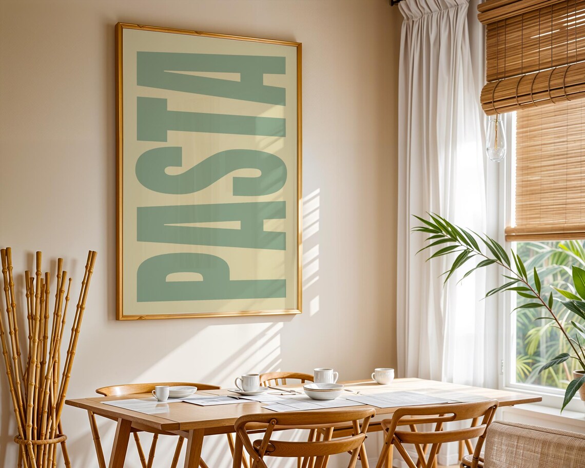 Pasta Sage Green Typography Kitchen Italian Food Lover Poster