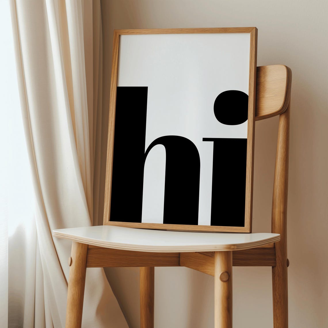 Hi Hello Typography Art Print, Black White Decor - Image 3