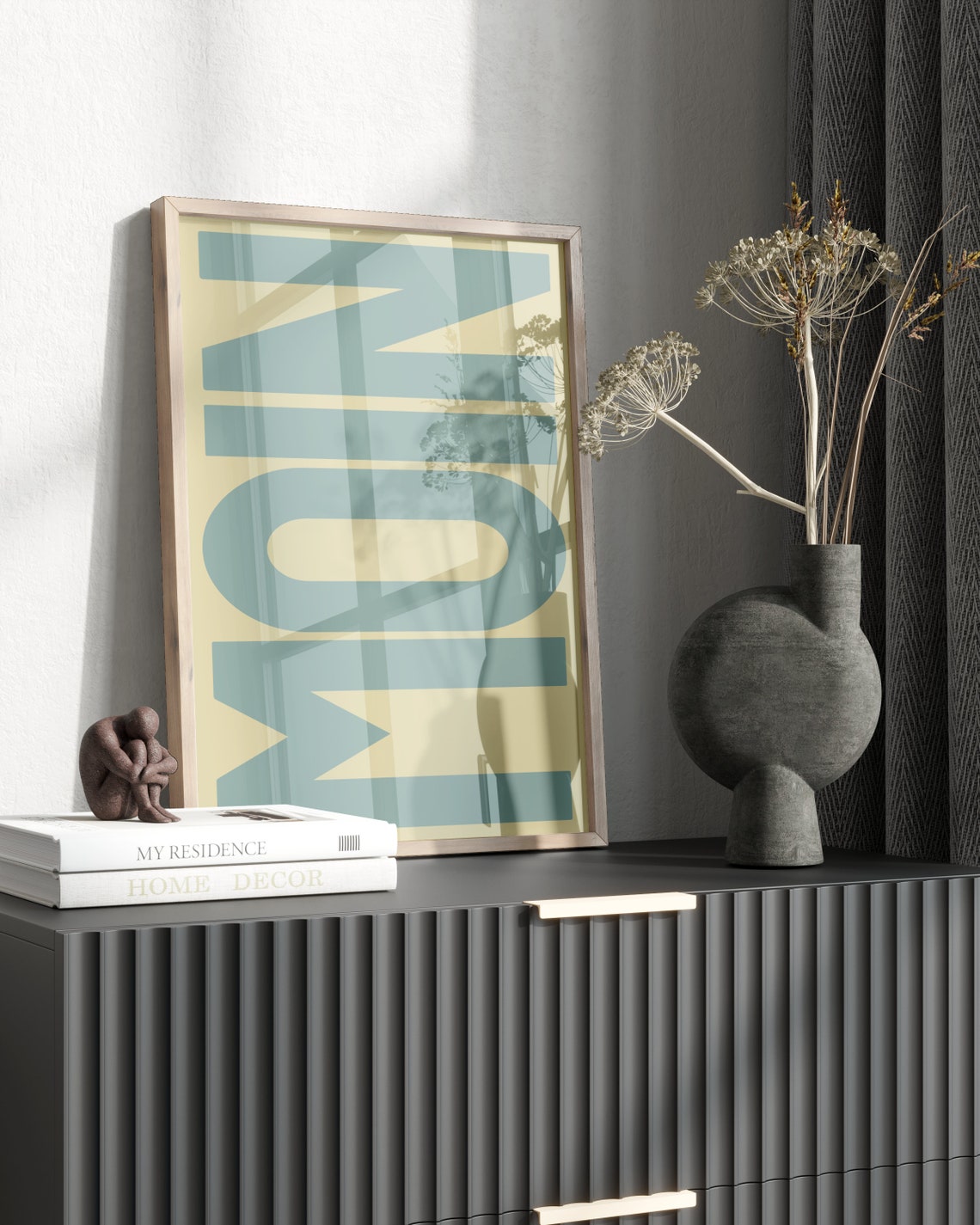 Moin Northern German Greeting Typography Poster Blue Beige Art - Image 3