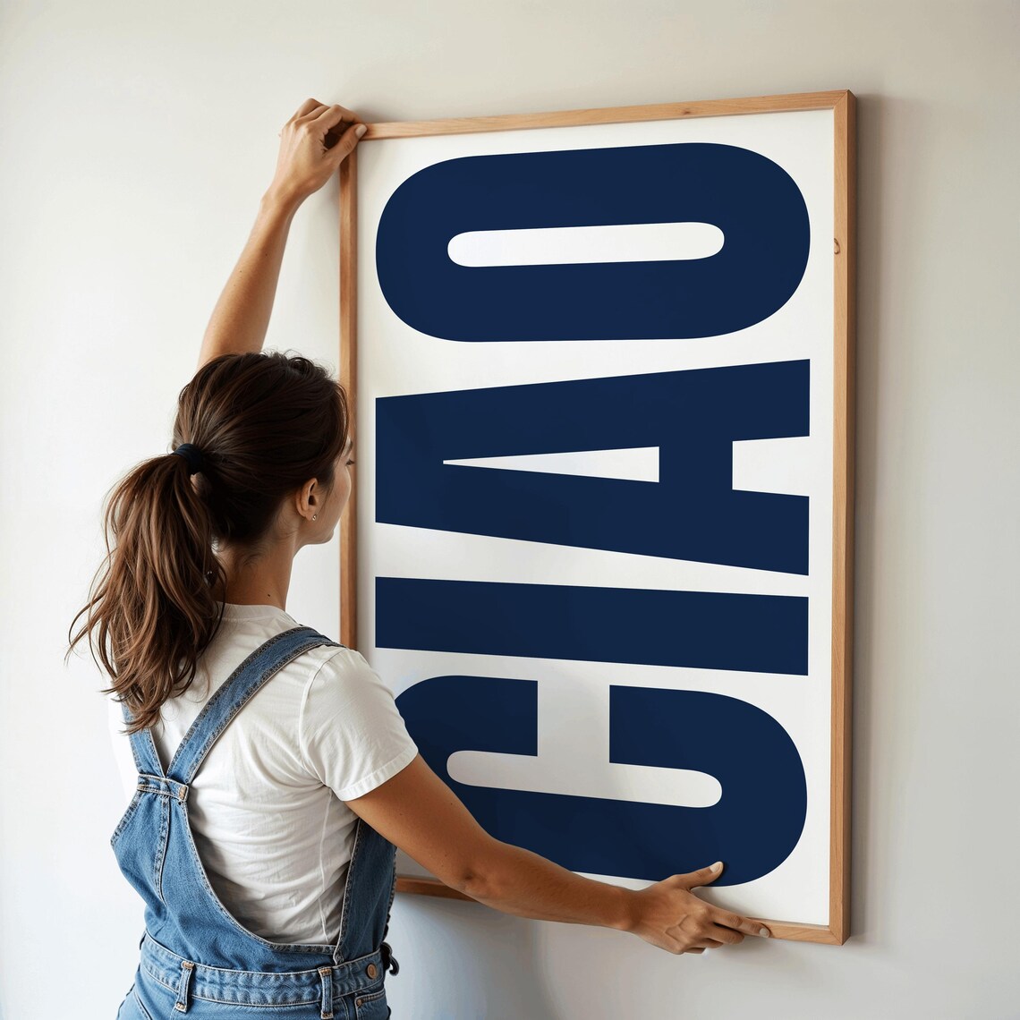 Ciao Poster Navy Blue Big Letters White Italian Living Room Decor