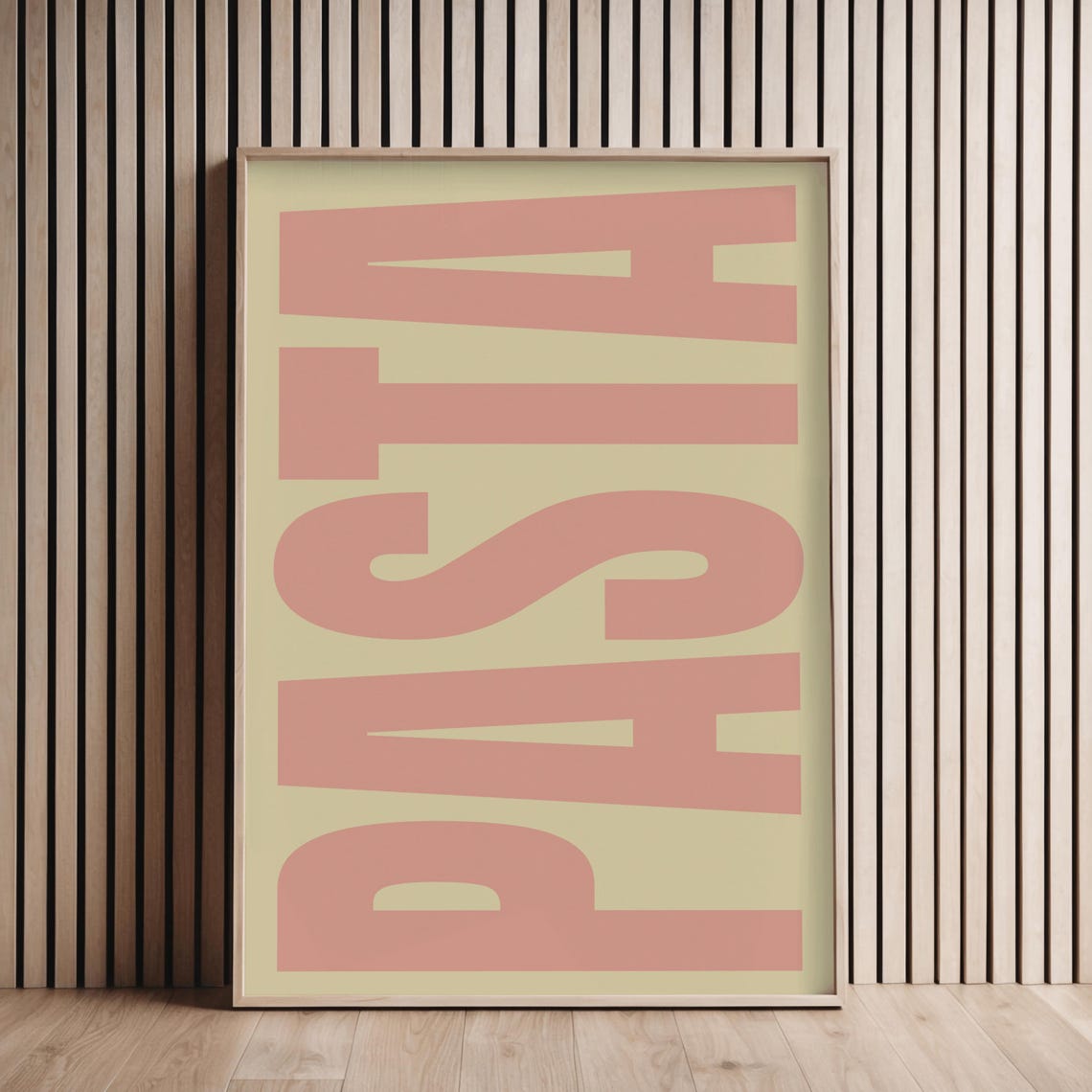 Pasta Kitchen Typography Poster with Bold Pink Letter Design
