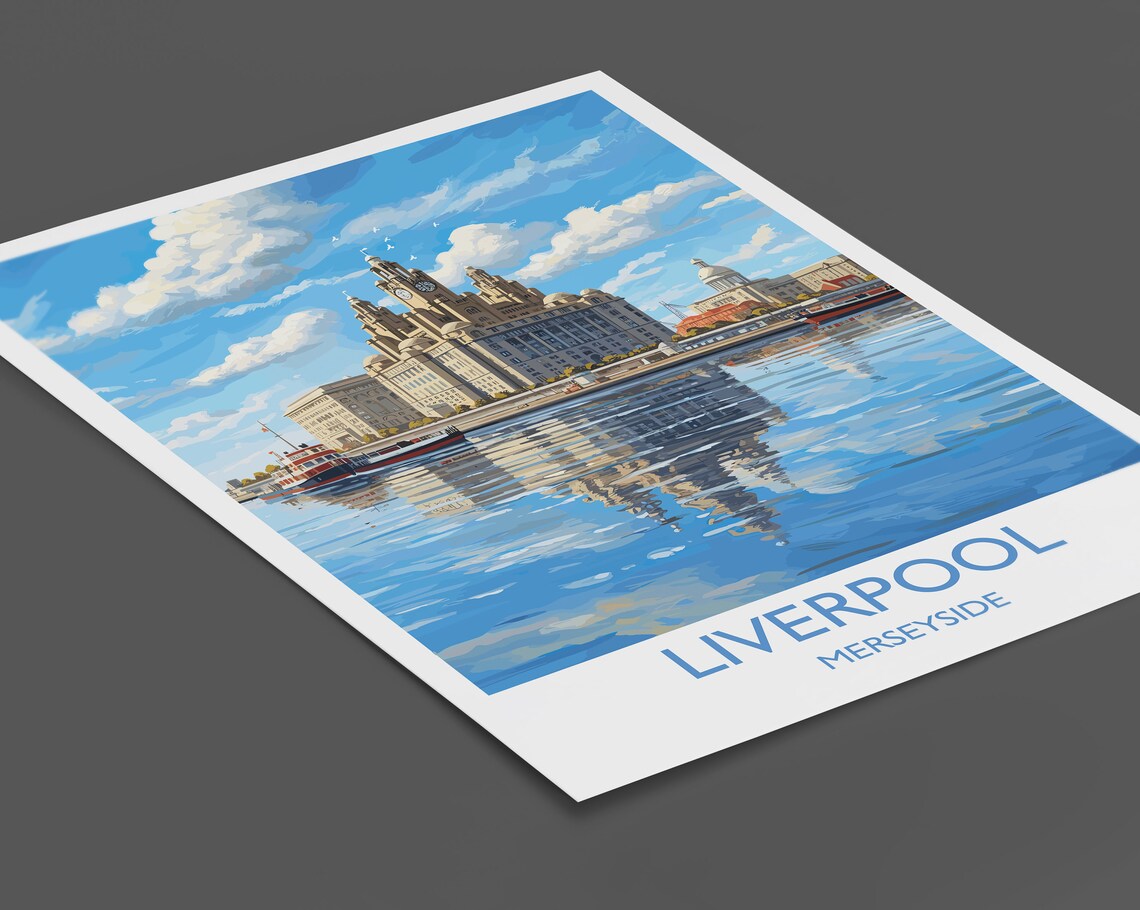 Liverpool Travel Poster, Merseyside England Coast - Image 2