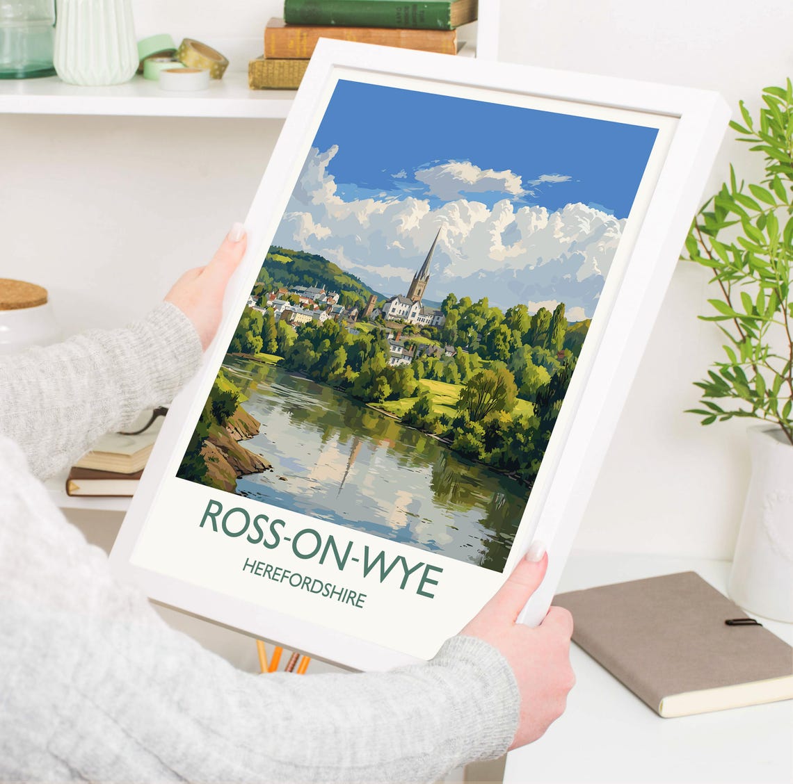 Ross-on-Wye Herefordshire Riverside Town and Church Spire Poster - Image 3