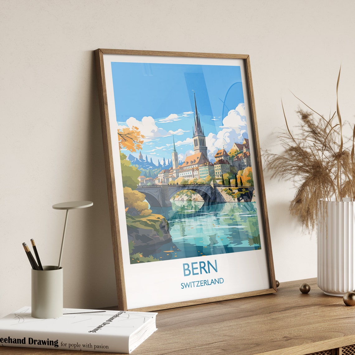 Bern Wall Art Travel Poster Travel Print Of Bern Swiss Poster Bern Art Gift Switzerland Art Travel Gift - Image 3