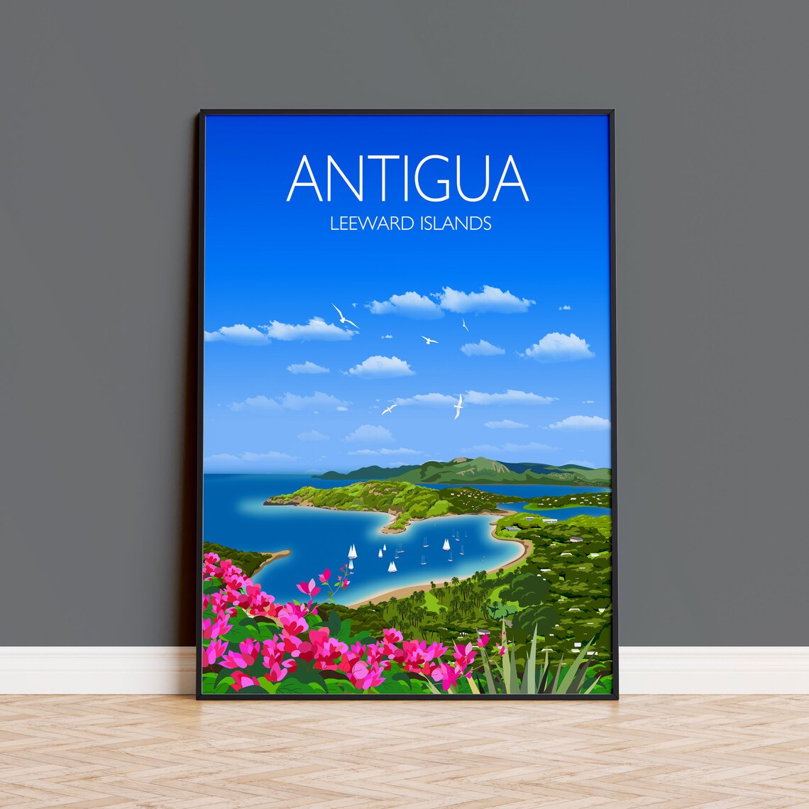 Antigua Travel Poster, Leeward Islands Travel Poster