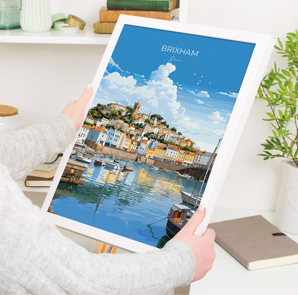 Brixham Devon Harbor Boats Colorful Fishing Town Travel Poster - Image 5