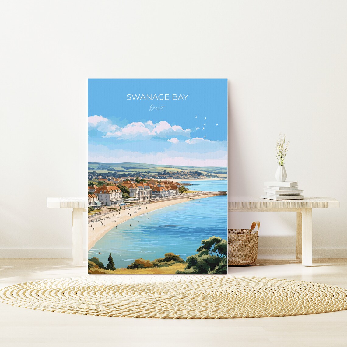Swanage Bay Dorset Curved Beach Grand Hotels Travel Poster Seaside Art - Image 4