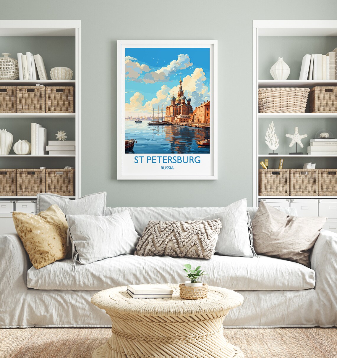 St Petersburg Russia Onion Domes Canal Boats Vintage Travel Poster - Image 4