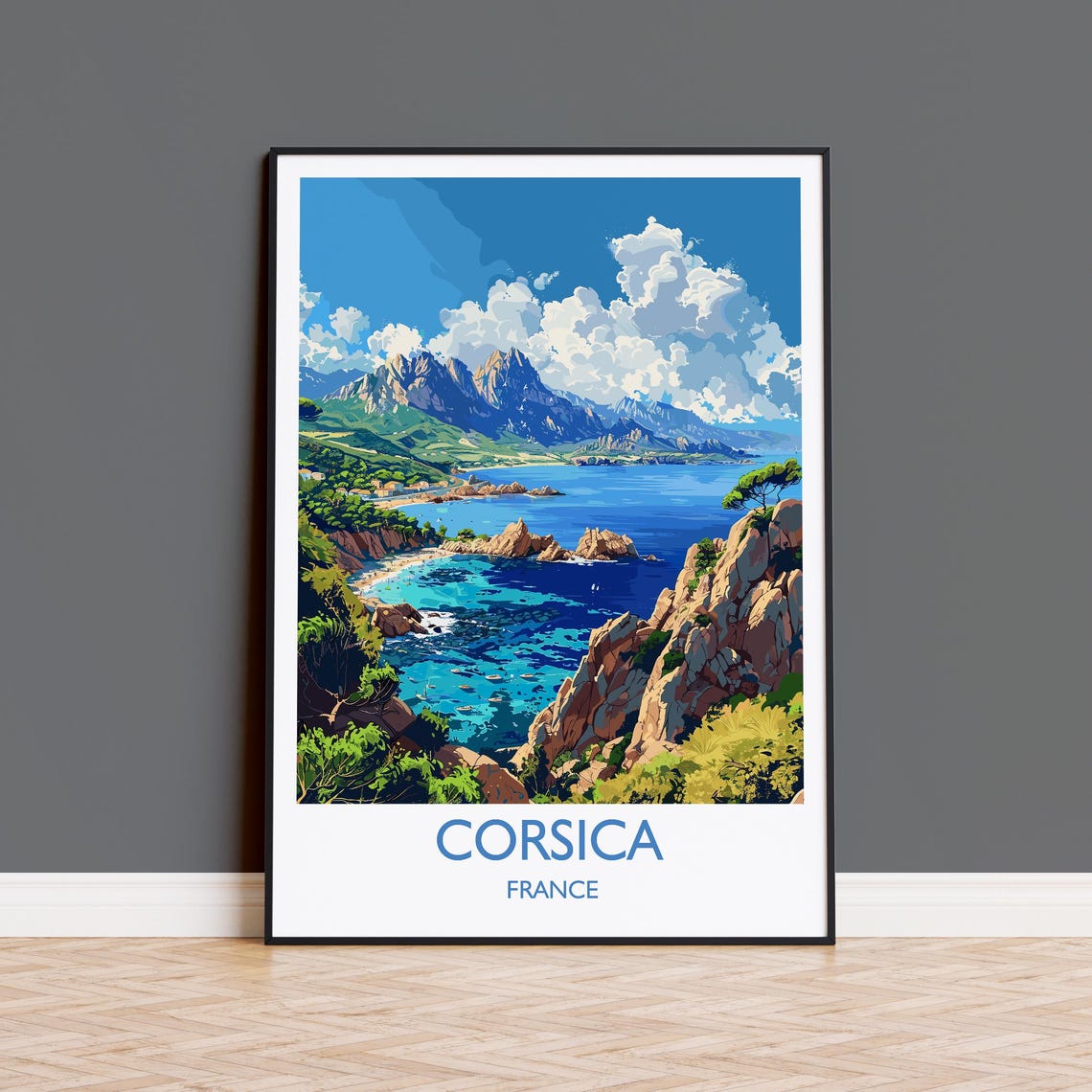 Corsica Travel Print Wall Art Travel Poster Of Corsica Corsica Art Lovers Gift France French Art Gift