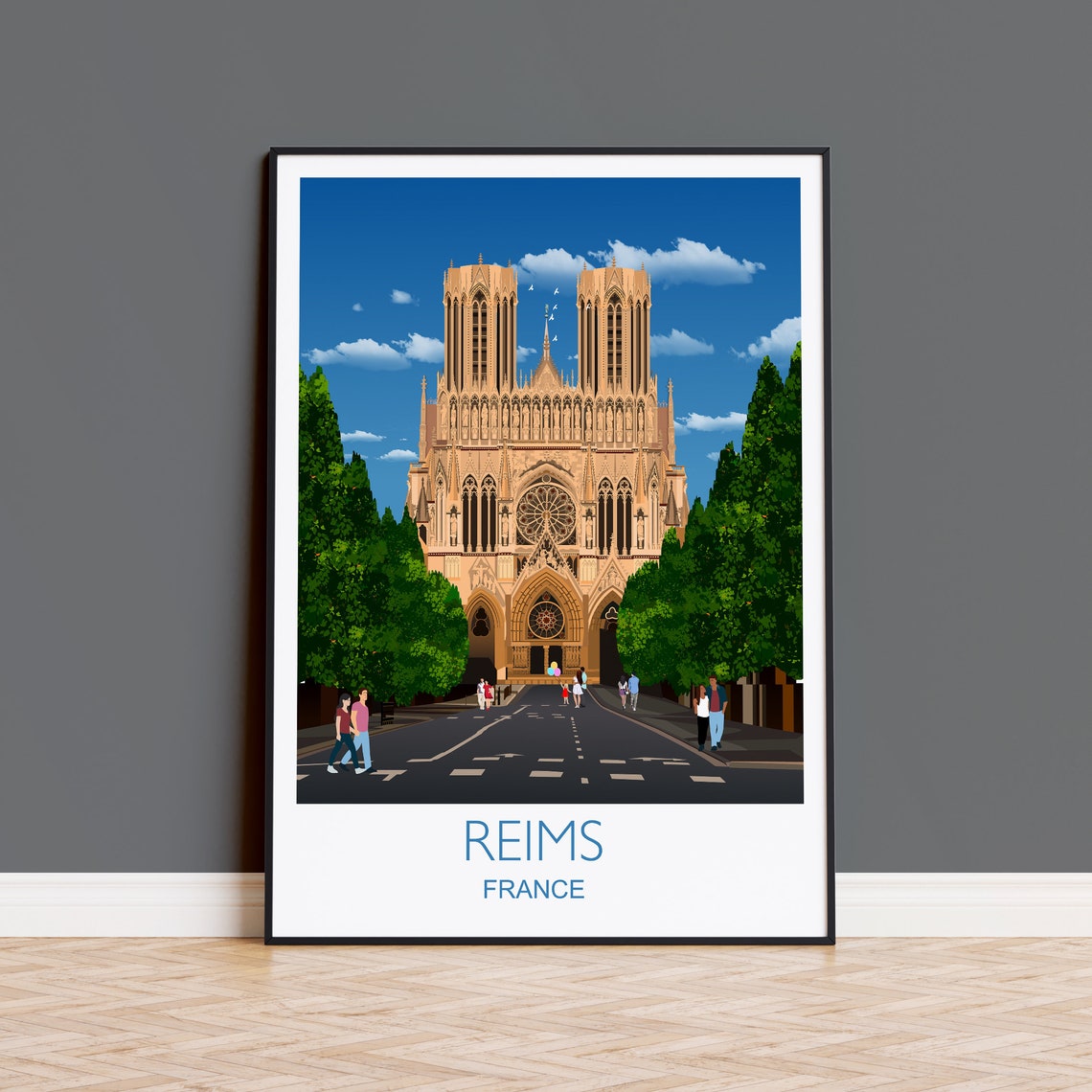 Reims Travel Print Travel Poster Of Reims France Reims Art Lovers Gift France City Wall Art Print