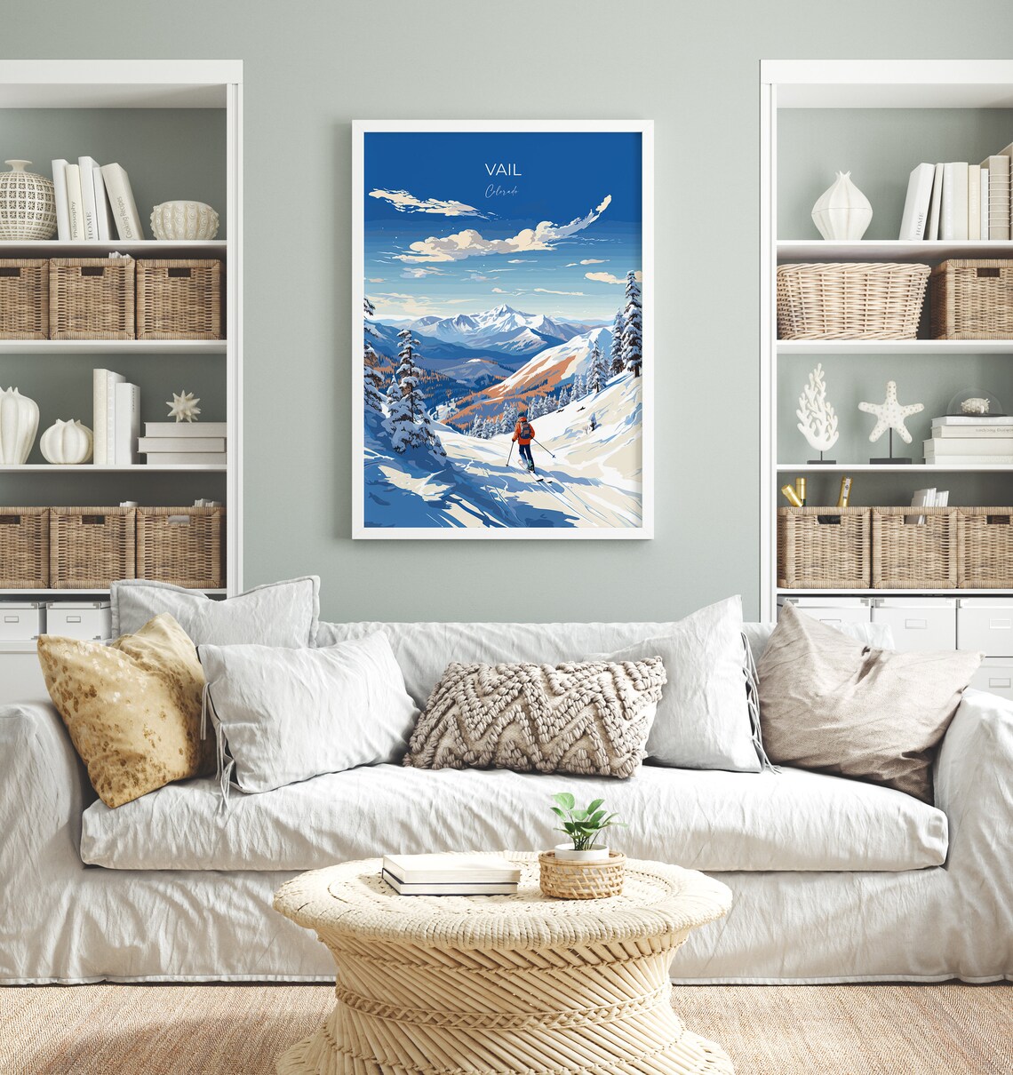 Vail Colorado Ski Resort Snowy Valley Peaks Winter Scene Poster - Image 4