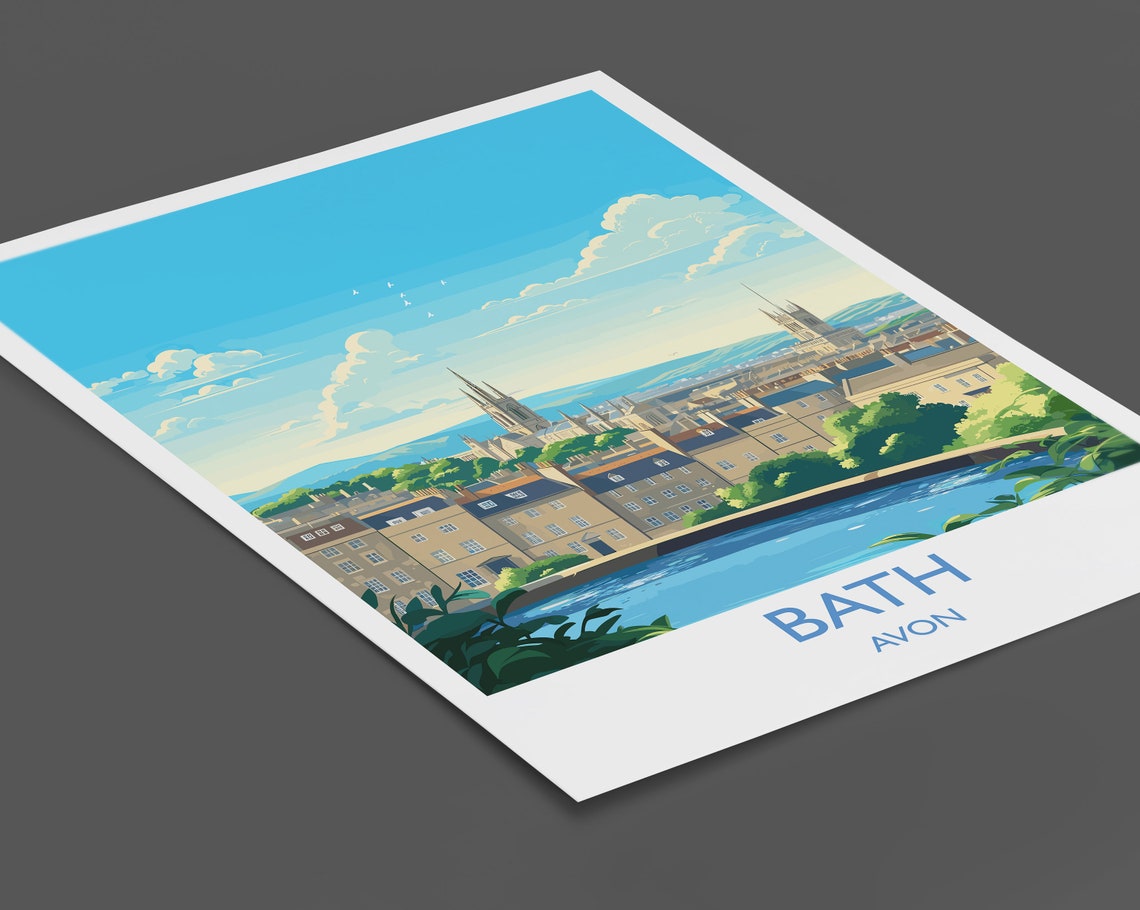Bath Avon Georgian Crescents Abbey Skyline View Travel Poster - Image 2