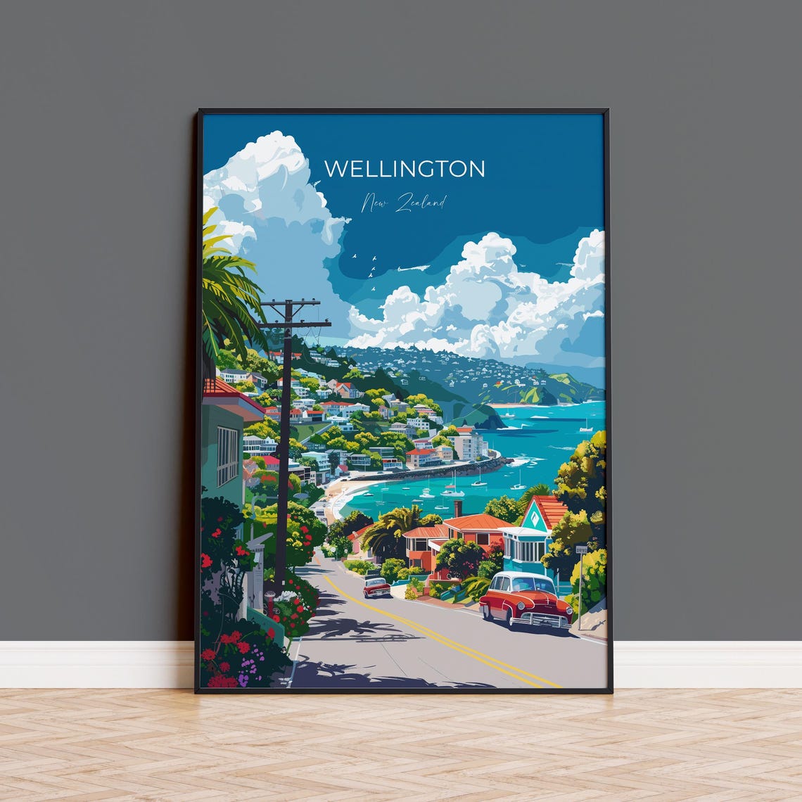 Wellington Travel Poster Travel Print Of Wellington New Zealand Art Lovers Gift Wellington Wall Art