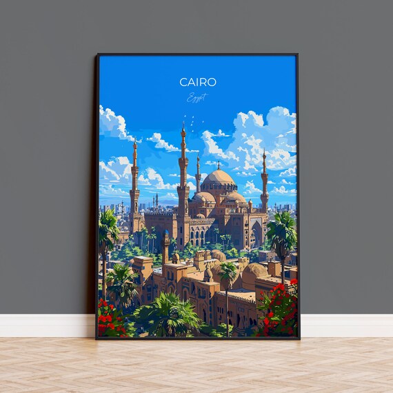 Cairo Travel Poster Travel Print Of Cairo Egypt Art Lovers Gift Cairo Wall Art