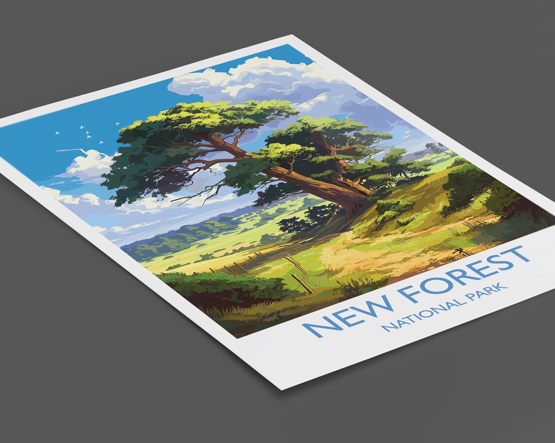 New Forest Travel Poster, England Landscape Art Print - Image 2