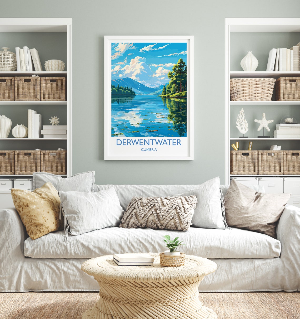 Derwentwater Cumbria Mirror Lake Forested Island Scenic Poster - Image 4