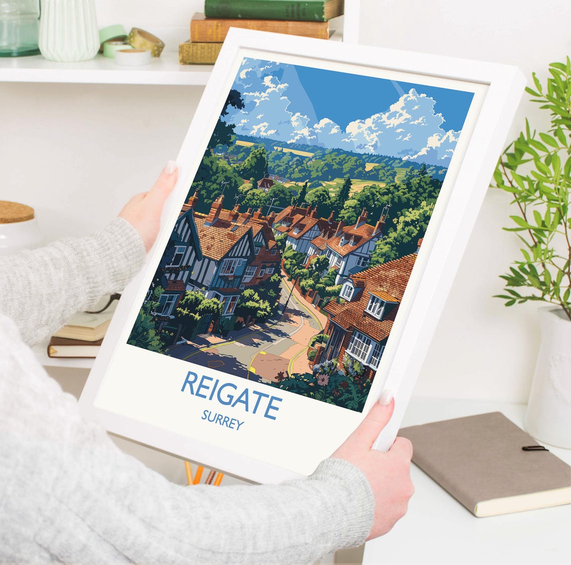 Reigate Surrey Historic Tudor Street Green Valley Travel Poster - Image 3