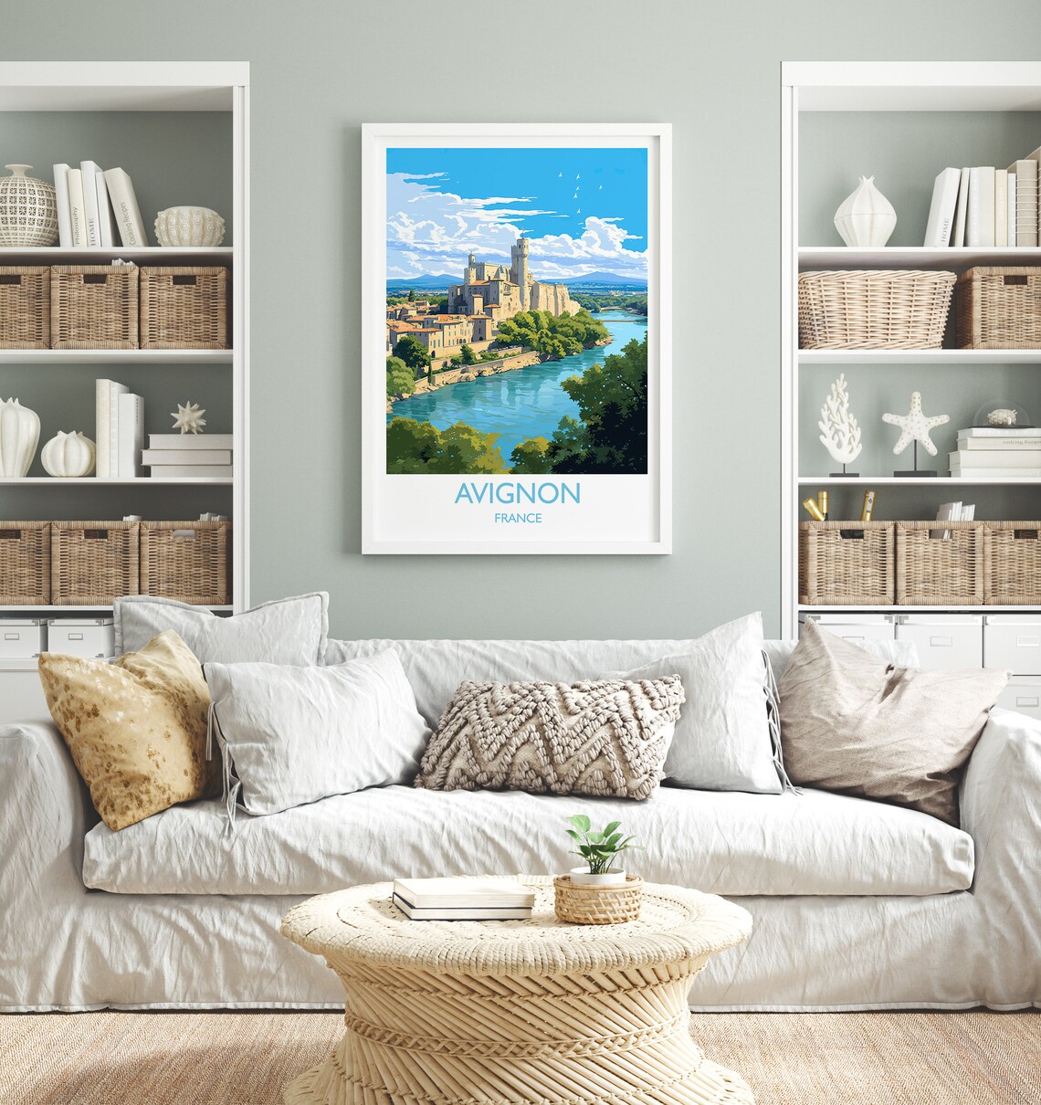 Avignon France Riverside Palace Fortress Provence Views Travel Poster - Image 4
