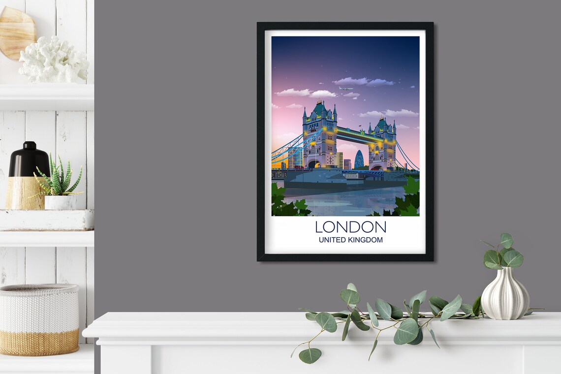 Tower Bridge London Travel Poster, Cityscape Art Print - Image 3